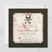 Invitation Vintage Grunge Crâne Crossbones Bloody Halloween (Devant)
