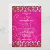 Invitation Vintage/Grunge/Damas/Swirls/rose chaude (Dos)