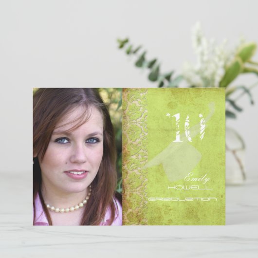 Invitation Vintage/Grunge/Damask/Graduations (Debout devant)