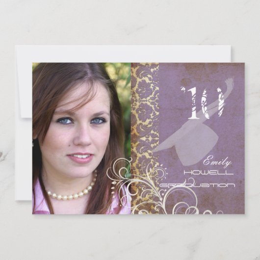 Invitation Vintage/Grunge/Damask/Graduations (Devant)
