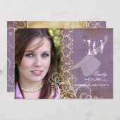 Invitation Vintage/Grunge/Damask/Graduations (Devant / Derrière)