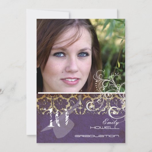 Invitation Vintage/Grunge/Swirls/Damask/Graduations (Devant)