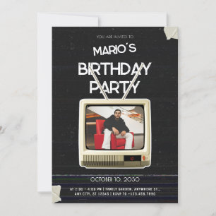 Invitation Vintage grunge tv photo anniversaire