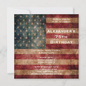 Invitation Vintage Grunge USA Stars & Stripes 75e anniversair (Dos)