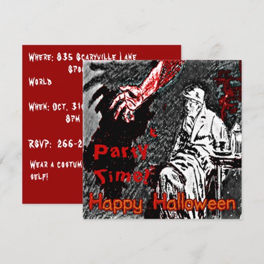 Invitation Vintage Halloween (Devant / Derrière)