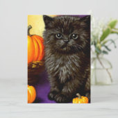 Invitation Vintage Halloween Kitten (Debout devant)