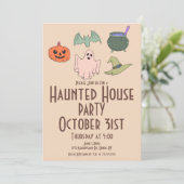 Invitation Vintage Halloween Maison Hantée Main (Debout devant)
