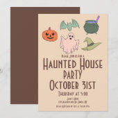 Invitation Vintage Halloween Maison Hantée Main (Devant / Derrière)