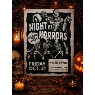 Invitation vintage Halloween noire et tendance