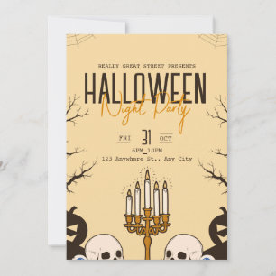 Invitation Vintage Halloween Terror Party, Halloween modifiab