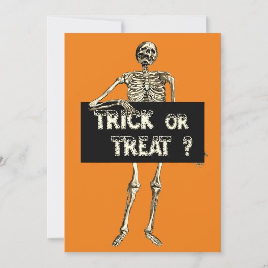 Invitation Vintage Halloween Trump ou Treat Skeleton (Devant)
