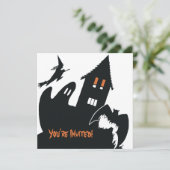 Invitation Vintage Halloween Witch Ghost Haunted House Party (Debout devant)