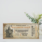 Invitation Vintage Haunted House Halloween Party Billet I (Debout devant)