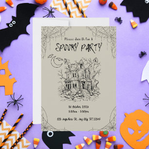 Invitation Vintage Haunted House Parti Éffrayant