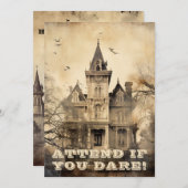 Invitation Vintage Haunted Mansion fête d'Halloween (Devant / Derrière)
