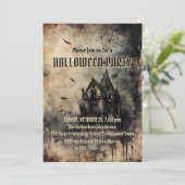 Invitation Vintage Haunted Mansion fête d'Halloween (Debout devant)