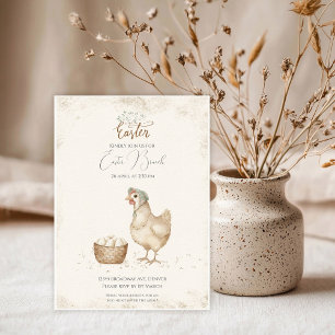 Invitation Vintage Hen et Oeufs Country Farm Pâques