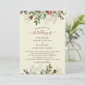 Invitation Vintage hiver Noël Bourgogne Mariage Flyer en (Debout devant)