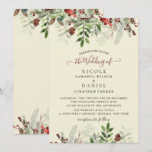 Invitation Vintage hiver Noël Bourgogne Mariage Flyer en (Devant / Derrière)