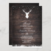 Invitation vintage hiver Simple Cerfs et Flaks de (Devant / Derrière)