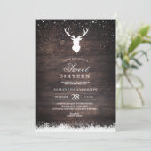 Invitation vintage hiver Simple Cerfs et Flaks de  (Debout devant)