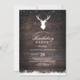 Invitation vintage hiver Simple Cerfs et Flaks de 