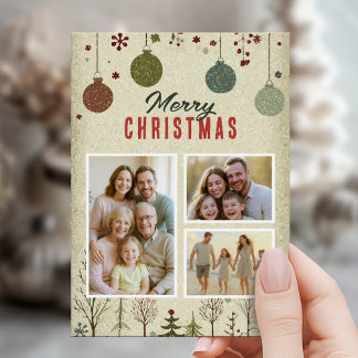Invitation Vintage Holiday Photo Collage Card