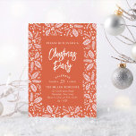Invitation Vintage Holly Berry Christmas Party Rouge<br><div class="desc">Doté de notre feuillage blanc dessiné à la main et qui encadre vos détails de fête dans un style moderne. Toutes les polices et les couleurs sont modifiables afin que vous puissiez créer l'invitation qui convient le mieux à votre style et vision.</div>