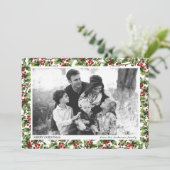 Invitation Vintage Holly cadre photo Noël (Debout devant)