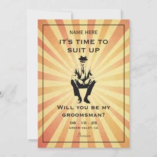 Invitation Vintage homme en costume (Devant)