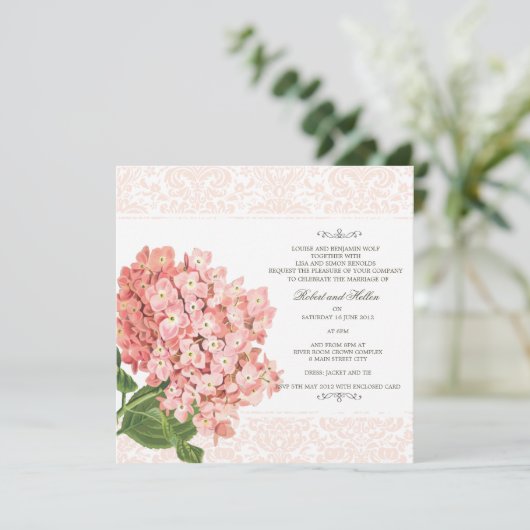 Invitation Vintage Hydrangea (Debout devant)