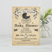 Invitation vintage II de baby shower (Debout devant)