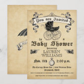 Invitation vintage II de baby shower (Devant / Derrière)