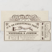 Invitation vintage III de billet de partie de (Devant / Derrière)