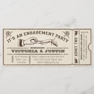 Invitation vintage III de billet de partie de