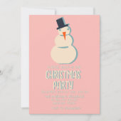 Invitation Vintage Illustré Pink Christmas Snowman Party (Devant)