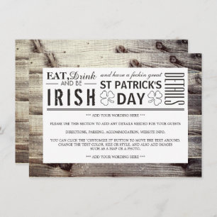Invitation Vintage Irish Wood St Patrick's Day Détails