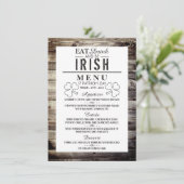 Invitation Vintage Irish Wood St Patrick's Day Menu (Debout devant)