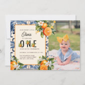 Invitation Vintage italien | Citrus Orange premier anniversai (Devant)