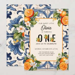 Invitation Vintage italien   Citrus Orange premier anniversai