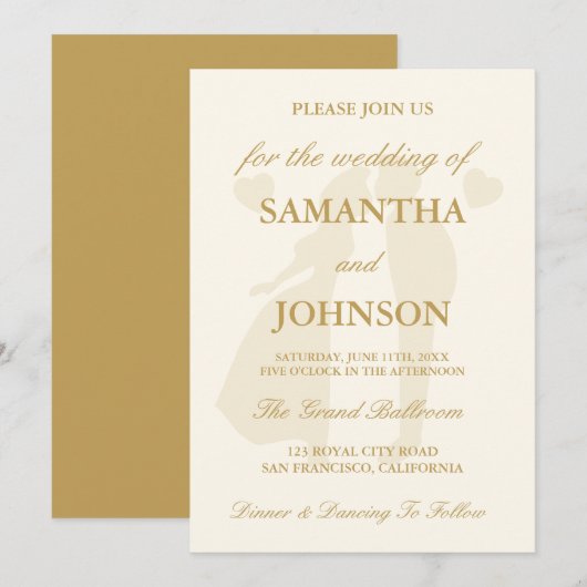 Invitation Vintage Ivory Elegant Wedding (Devant / Derrière)