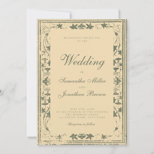 Invitation Vintage Ivory Story Book Wedding (Devant)