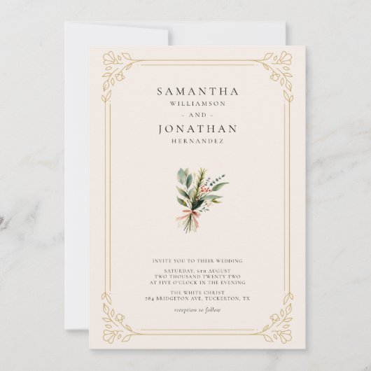 Invitation Vintage Ivory Wildflower Spring Wedding (Devant)