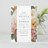 Invitation Vintage Jardin Floral Mariage frontière (Debout devant)