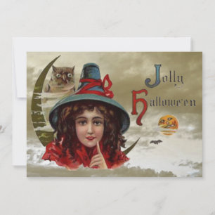 Invitation vintage Jolly Halloween Witch Party