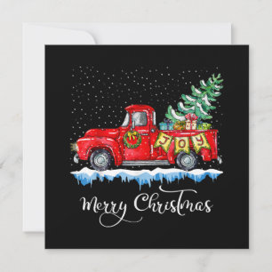 Invitation Vintage Joyeux Camion rouge de Noël Vieux mode Ch