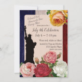 Invitation Vintage Juillet 4 Jour Roses (Devant)