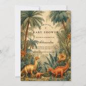 Invitation Vintage Jungle Dinosaur Baby Shower (Devant)