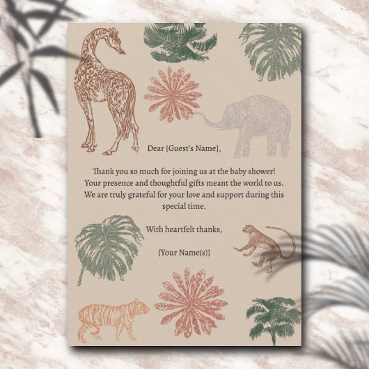 Invitation Vintage Jungle Safari Baby shower Merci