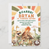 Invitation Vintage Jurassic Boy Dinosaur Volcano Anniversaire (Devant)